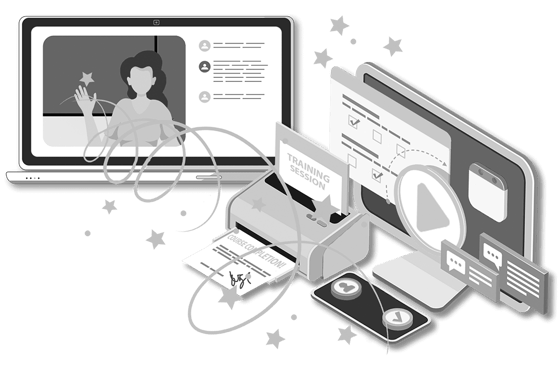 A computer screen with the components of an elearning course