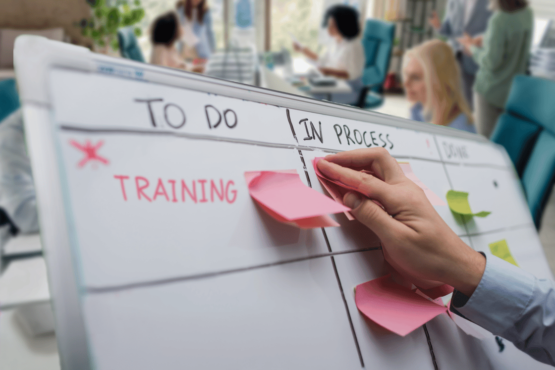 A whiteboard showing a to-do list.